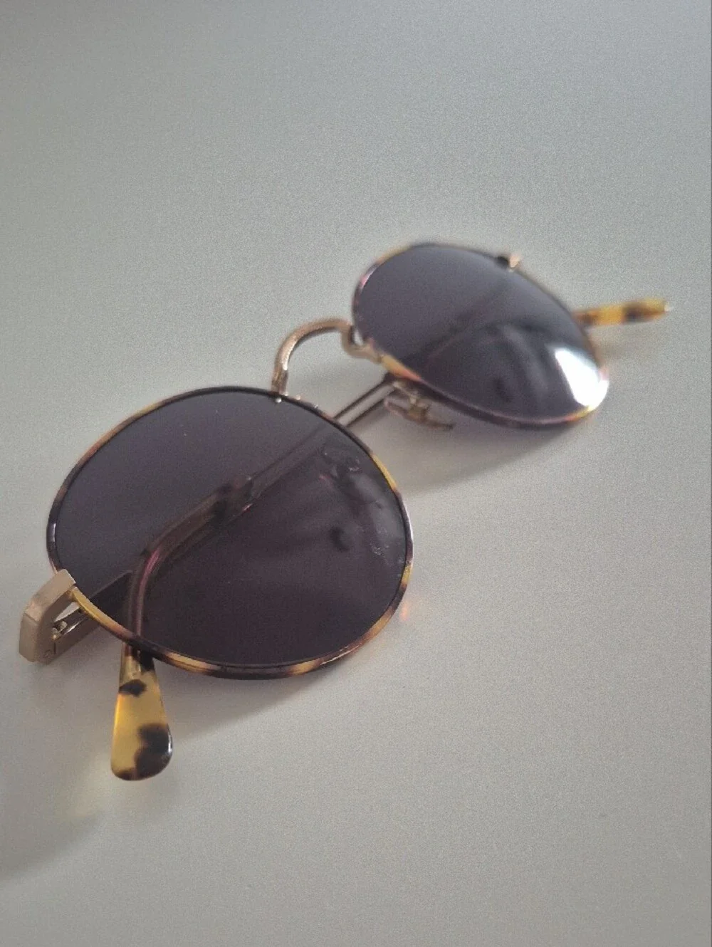 New Crap Eyewear - Round Light Tortoiseshell Frame Sunglasses with Gold Accents